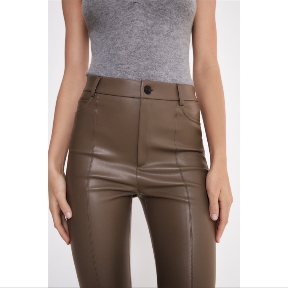 Zara faux leather leggings taupe gray